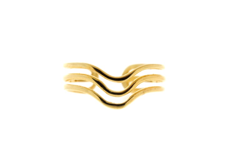 [07808A1200DO] Anillo plata 925 abierto 3 lineas  (Talla 12, Oro)