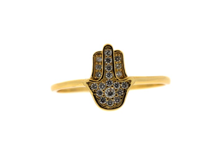 Silver 925 hand of fatima cz ring