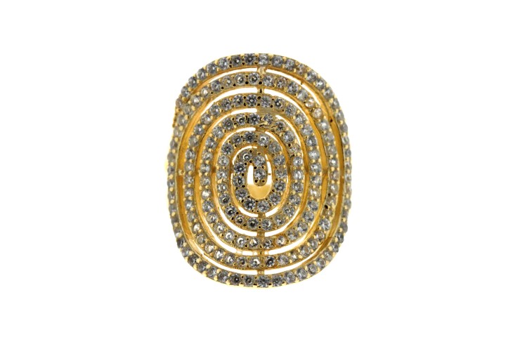 [08369A122ZBL] Anillo plata 925 con zirconita espiral  (Talla 12, Oro)