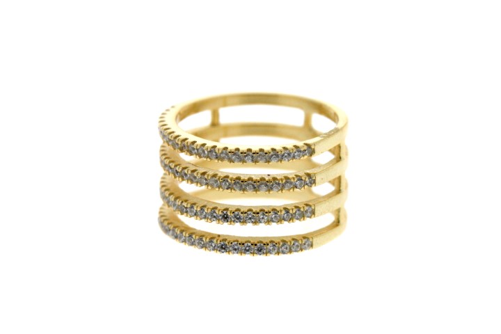 [08372A122ZBL] Silver 925 ring cz (EU size 52, Gold plated)
