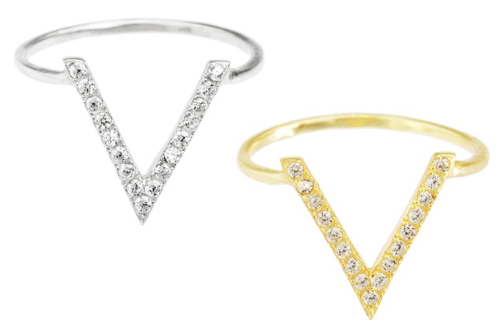 Anillo plata 925 v con zirconita 