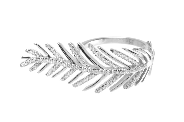 [08904A121ZBL] Silver 925 cz ring (EU size 52, White, Rhodium plated)