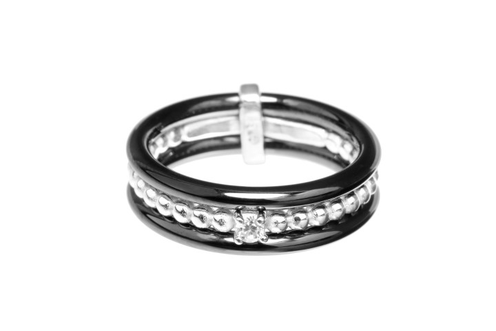 Silver 925 ceramic ring cz