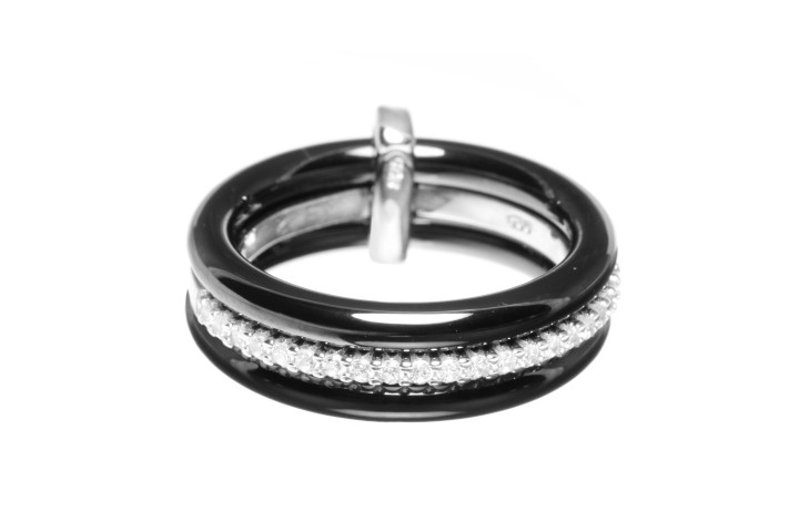 Silver 925 ceramic ring cz