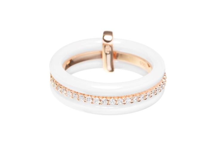[08917A123ZCB] Silver 925 ceramic ring cz (EU size 52, White, Rose gold plated)