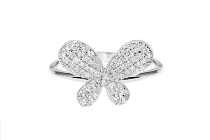 Silver 925 butterfly cz ring