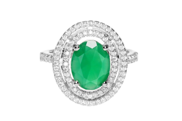 [08951A121WES] Silver 925 cz ring (EU size 52, Emerald)