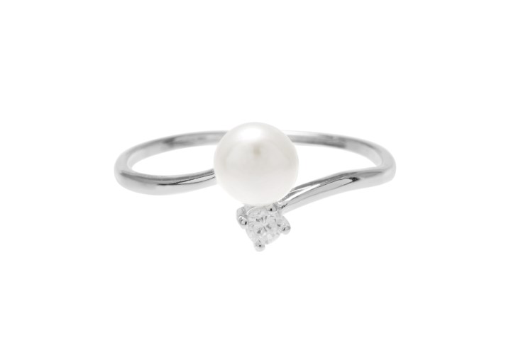 Silver 925 pearl &cz ring