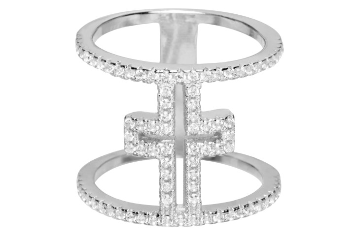 Anillo plata 925 zirconita microsetting cruz 