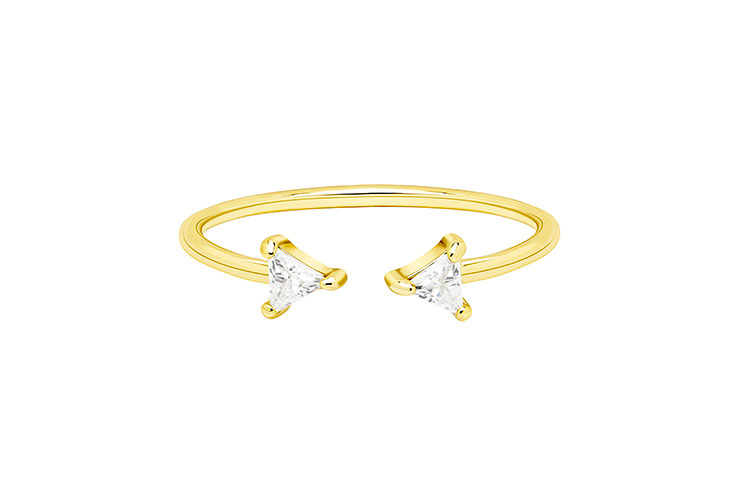 Anillo plata 925 cz abierto dos triangulos 