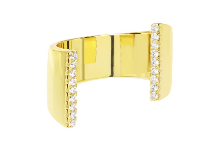 Anillo plata 925 dos barras cz abierto 