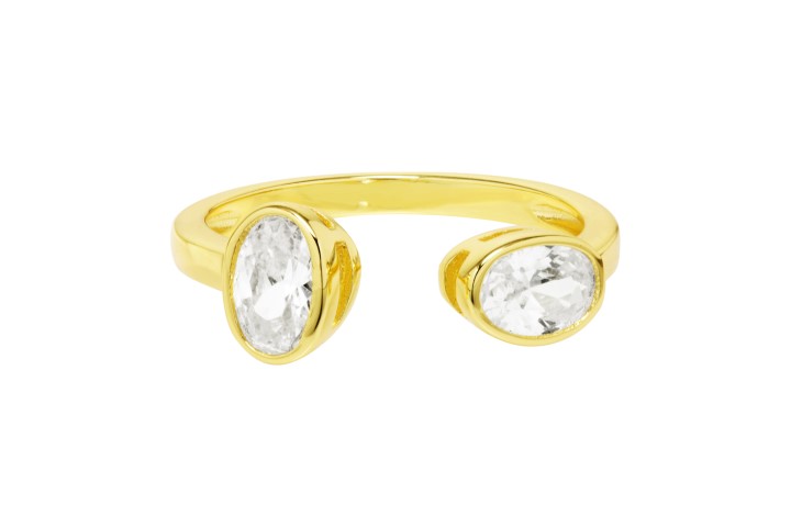 Anillo plata 925 2 ovalos cz abierto 