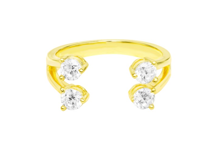 Anillo plata 925 4 circonitas de 4mm abierto 