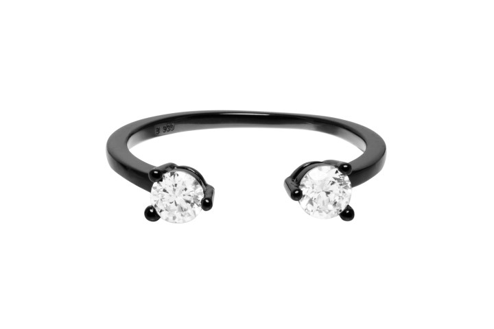 Anillo plata 925 2 zirconitas de 4mm abierto 