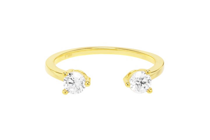 Anillo plata 925 2 zirconitas de 4mm abierto 