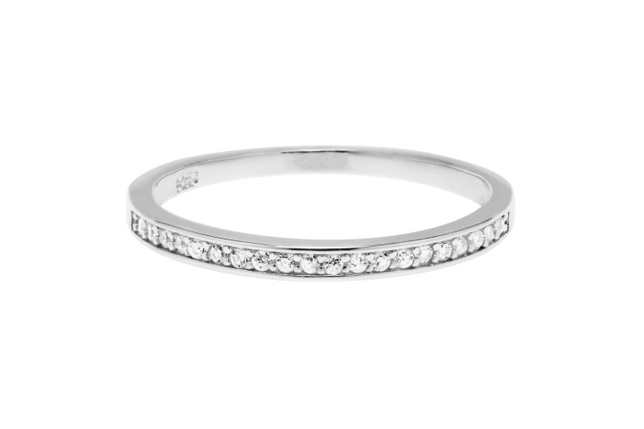 Anillo plata 925 media alianza zirconita