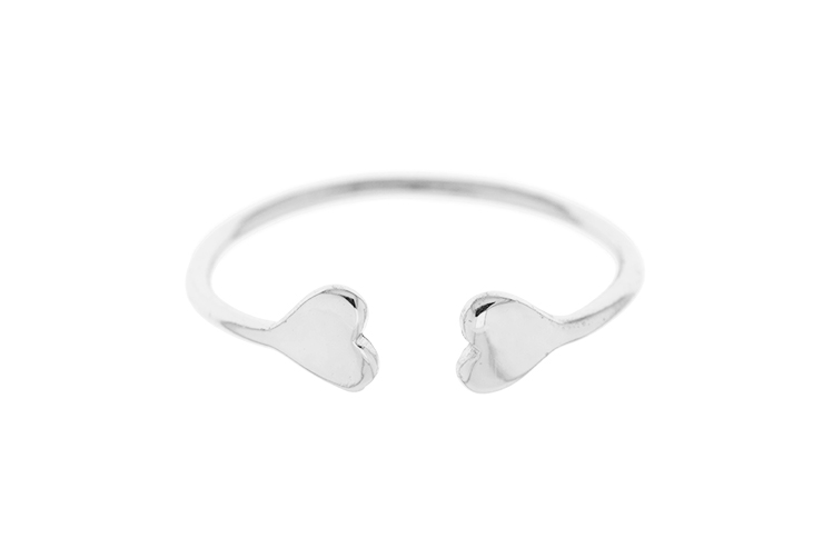 Silver 925 two hearts ring
