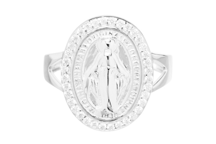 Anillo plata 925 sello virgen milagrosa