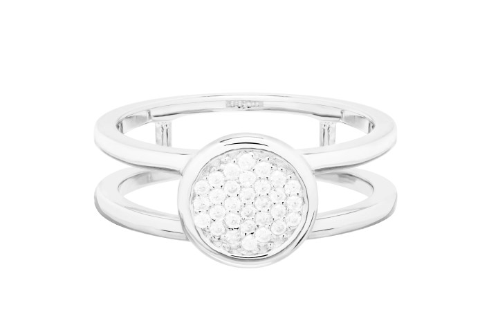 [09985A121ZBL] Anillo plata 925 cz circulo zirconita  (Talla 12, Blanca, Rodio)