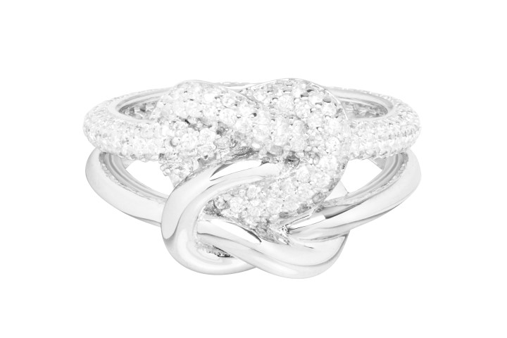 Anillo plata 925 zirconita doble nudo 