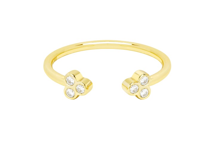 Anillo plata 925 tres circonitas abierto 