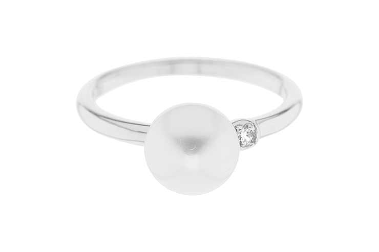 Silver 925 ring with fresh water pearl & cz