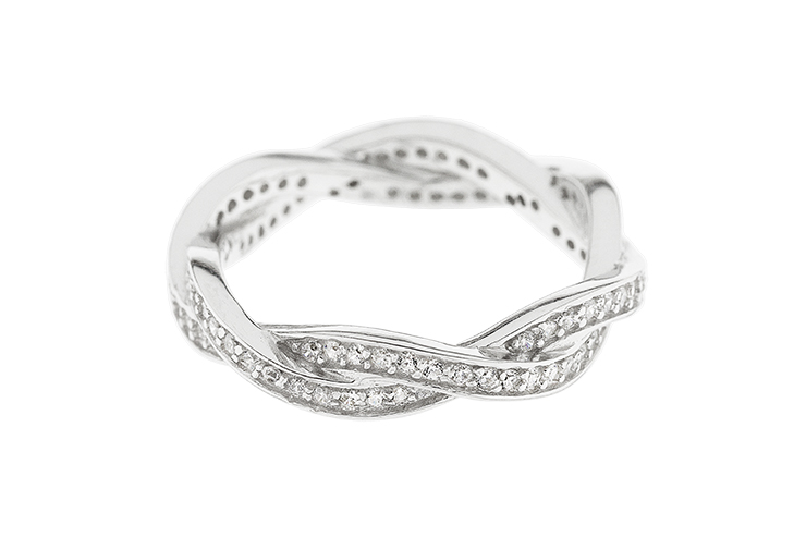 [11218A121ZBL] Silver 925 ring cz (EU size 52, Rhodium plated)