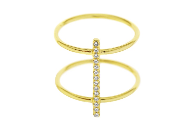 [11265A122ZBL] Silver 925 ring with cz (EU size 52, Gold plated)