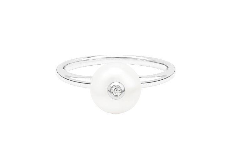 Silver 925 cz & pearl ring