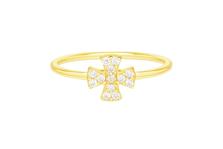 Anillo plata 925 cruz de malta con zirconita 