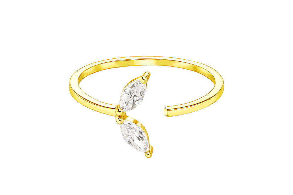 Anillo plata 925 con dos zirconitas abierto
