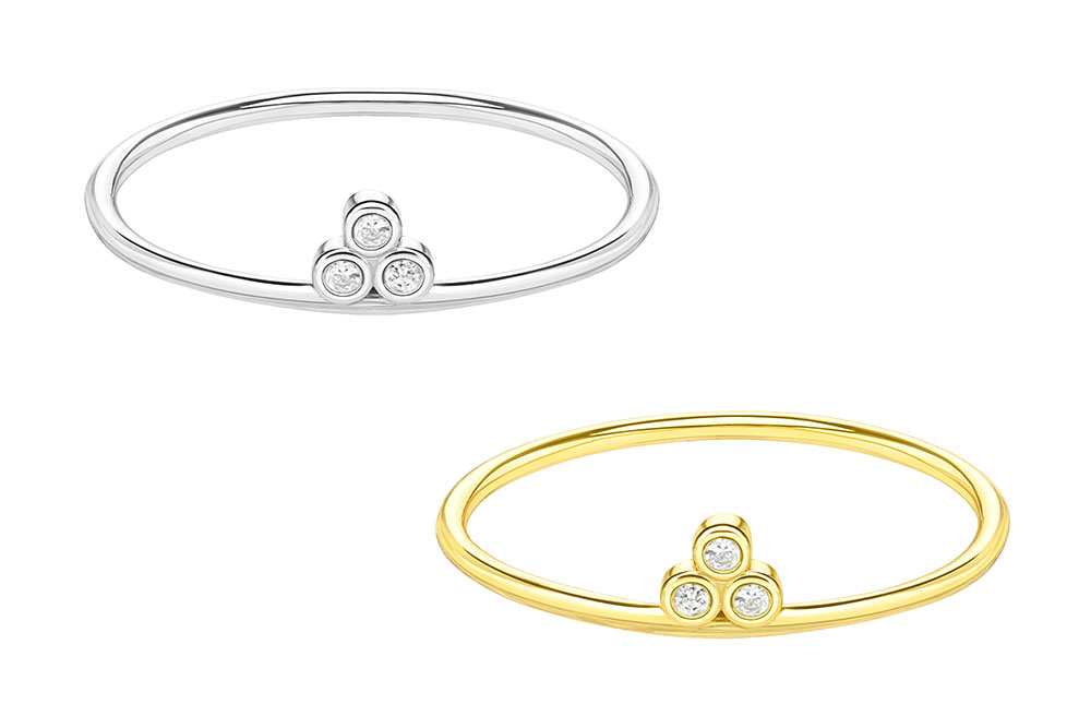 Anillo plata 925 tres zirconitas 