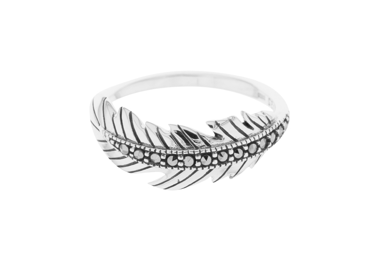 Silver 925 feather ring