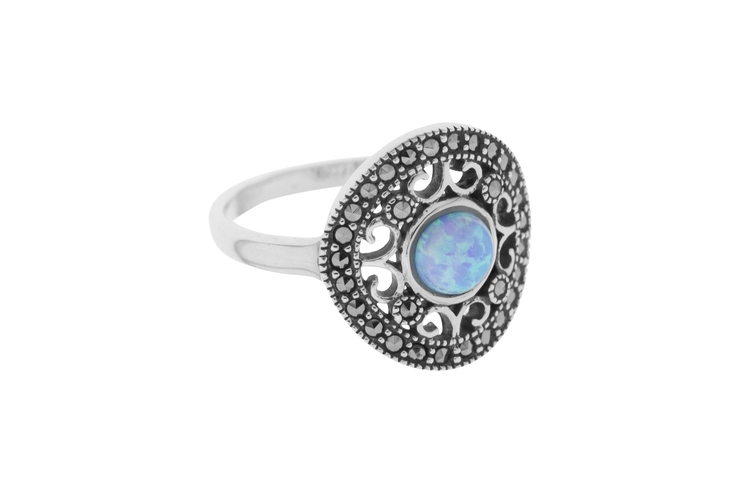 Anillo plata 925 marquesita y opalo 