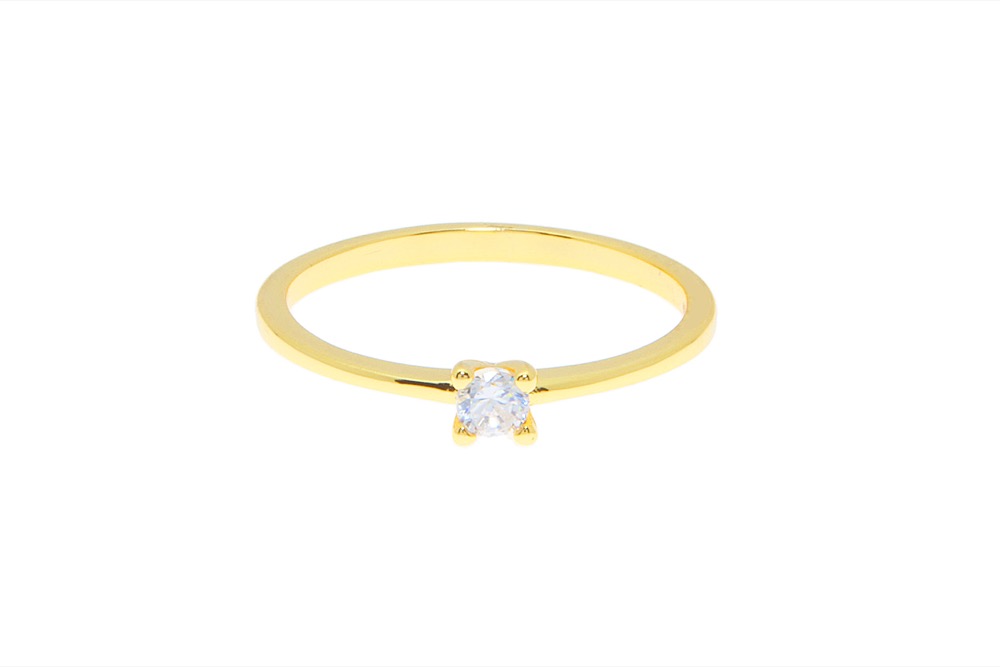 [12603A102ZBL] Anillo plata 925 solitario zirconita (Talla 10, Oro)