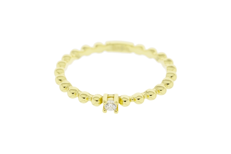 Anillo plata 925 solitario zirconita con bolitas 