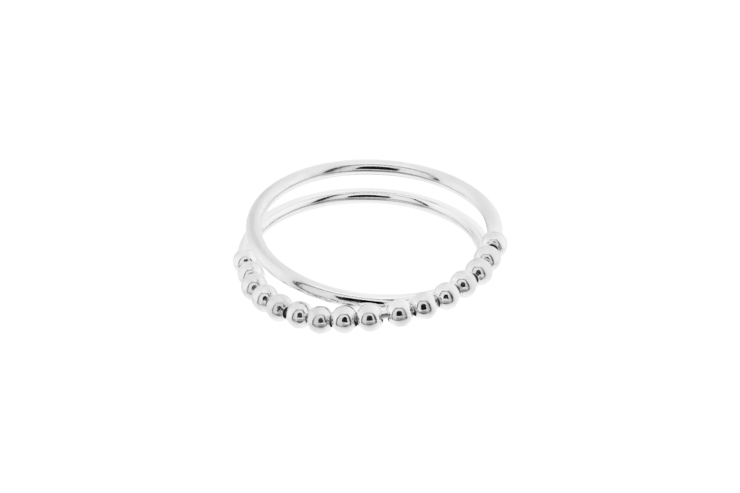 Anillo plata 925 alianzas cruzadas bolitas 