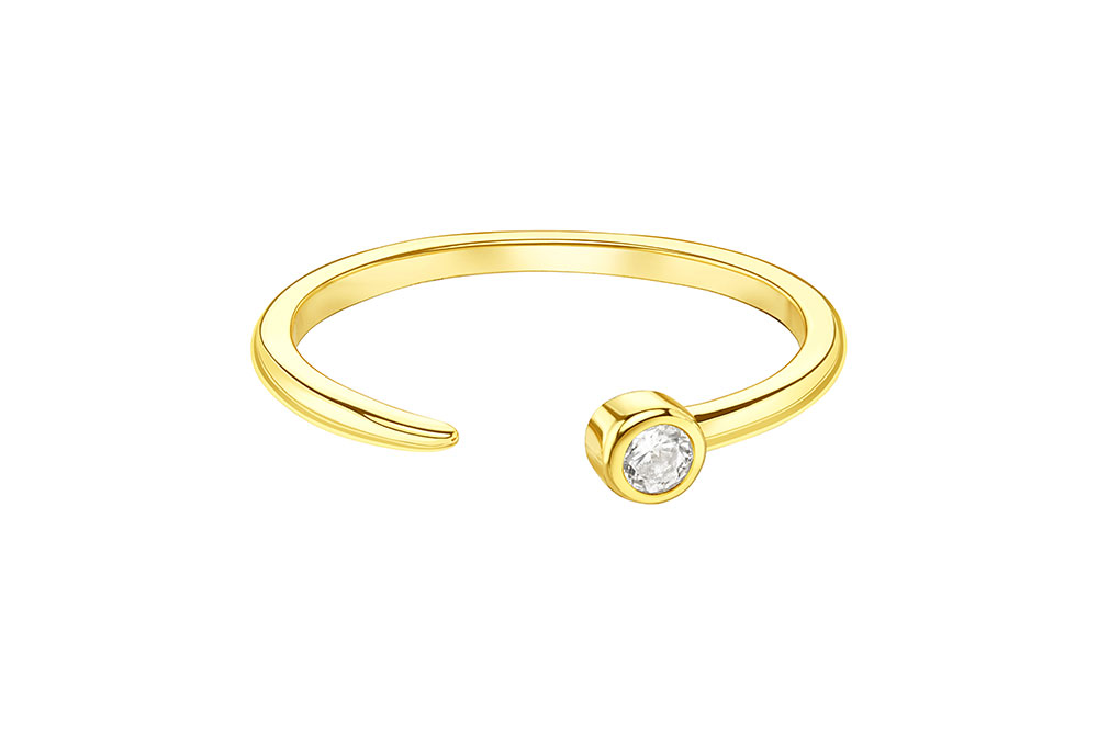 Anillo plata 925 ancho con zirconita abierto 