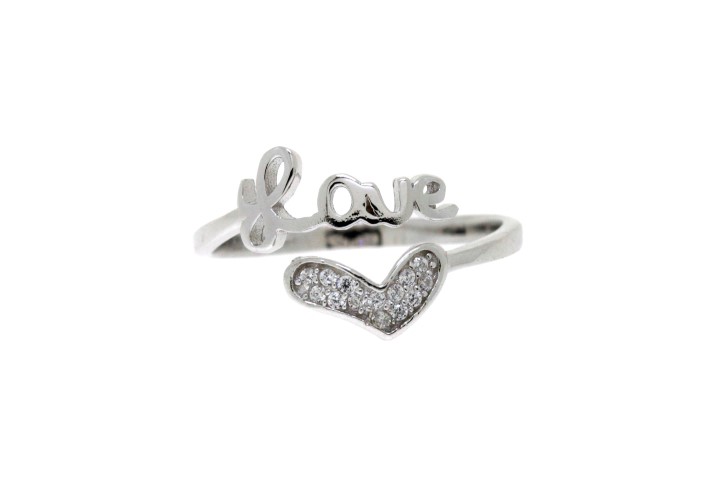 Anillo plata 925 zirconita abierto love 
