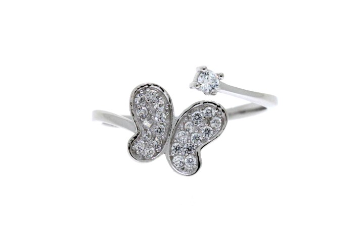 Silver 925 cz butterfly ring
