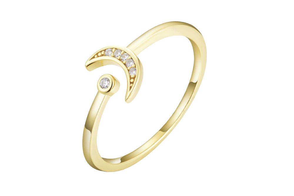 [13839A122ZBL] Silver 925 cz ring (EU size 52, Gold plated)