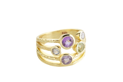 [13876A122RMC] Anillo plata 925 mix piedras naturales  (Talla 12)