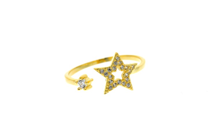 Anillo plata 925 zirconita estrella abierto 