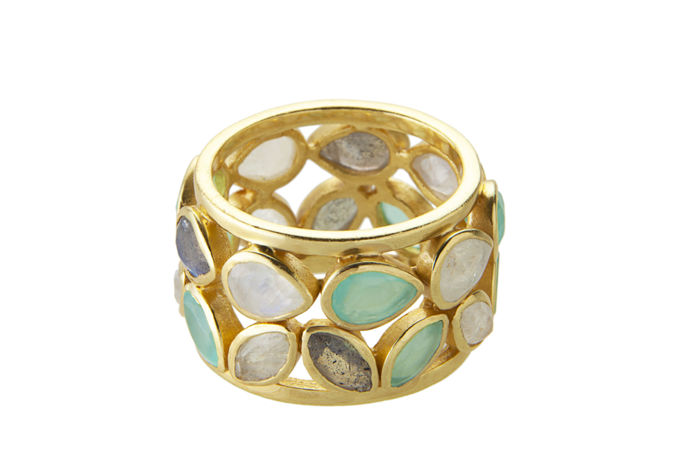 Anillo plata 925 ancho piedra semi preciosa 