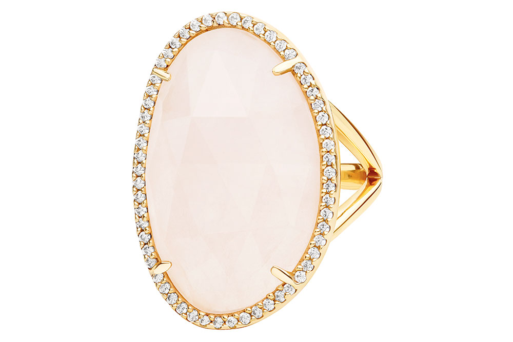 Silver 925 ring stone rose quartz, cz