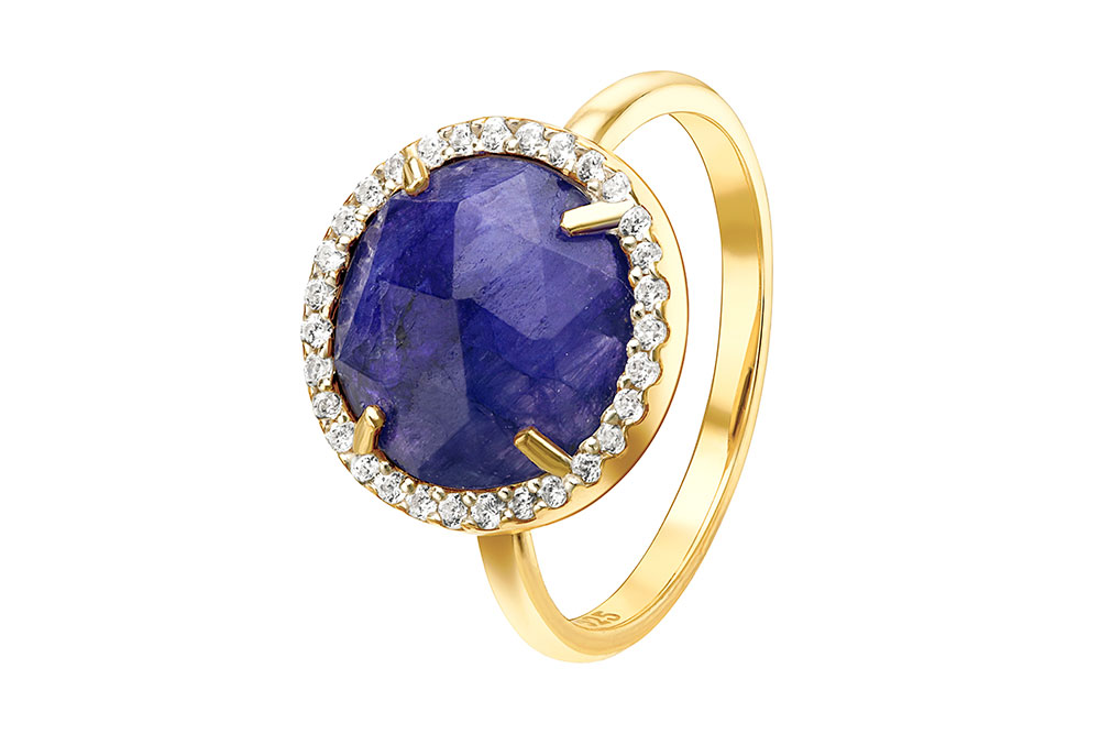 Silver 925 ring stone dyed green kyanite, cz