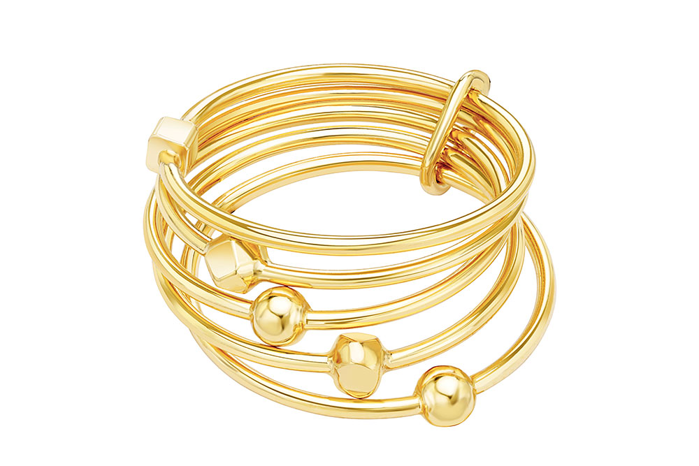 Anillo plata 925 cinco alianzas bolitas cuadrados 