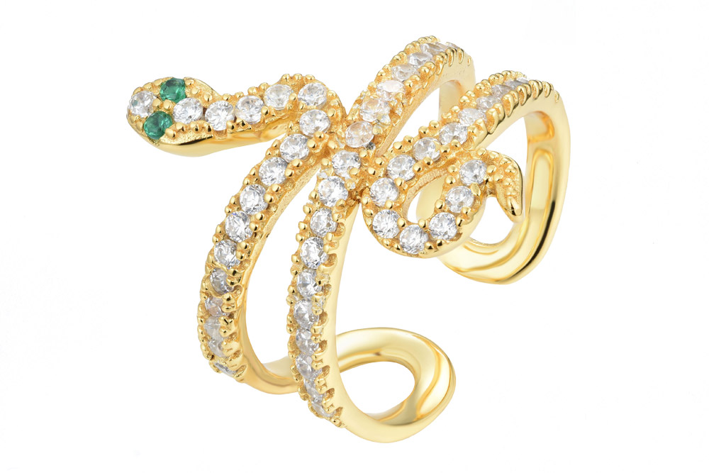 Silver 925 snake ring with cz