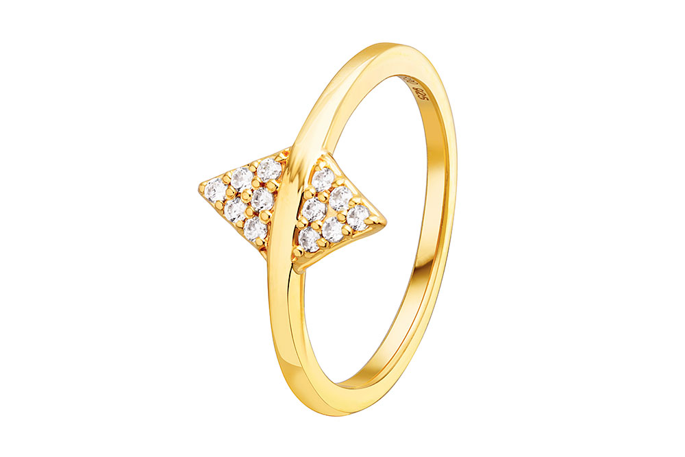 [14712R00TA12BLG1] Sterling silver double triangle ring (EU size 52)