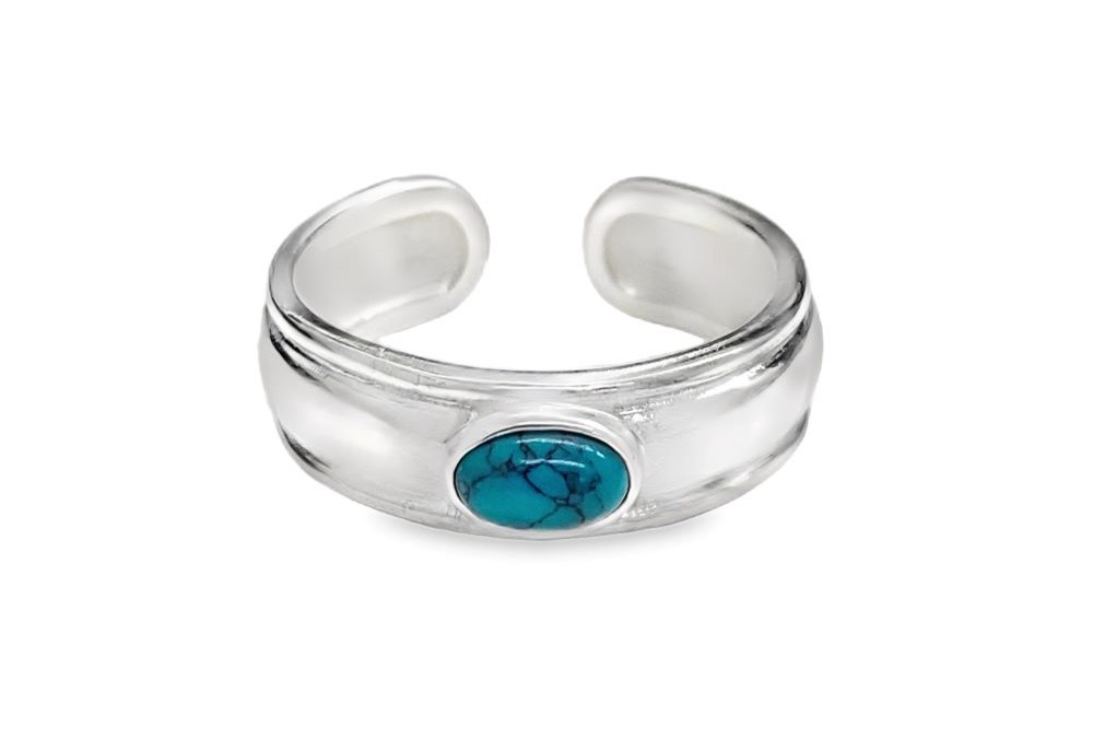 Sterling silver adjustable ring with semi-precious stone